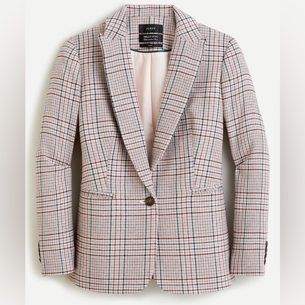 Parke blazer in ivory plaid Italian wool